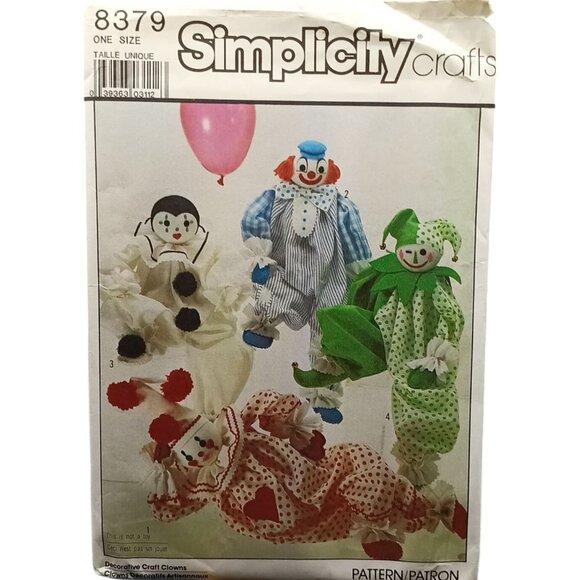 Simplicity Other - Simplicity Crafts 8379 Sewing Pattern Decorative Clown Costumes One Size Vintage
